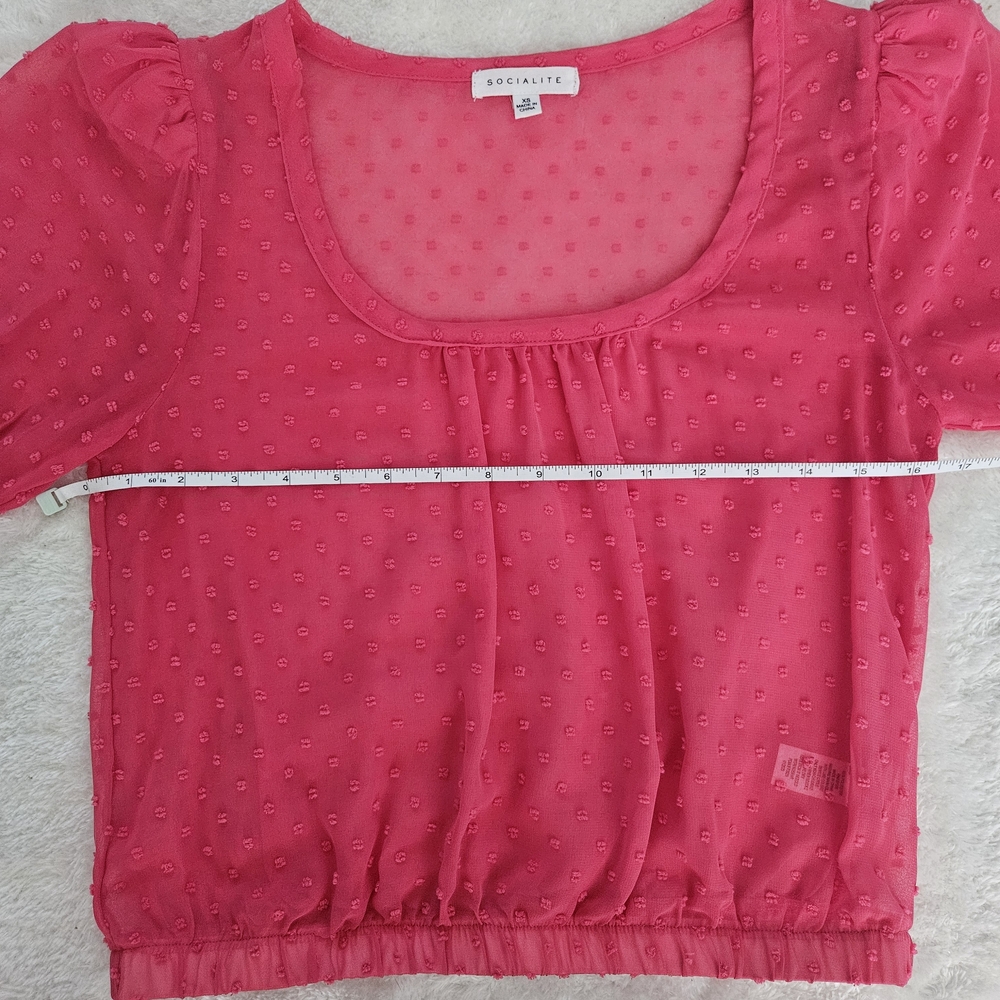NEW Socialite Pink Sheer Blouse Size XS Feminine Romantic Cocquette Girl Summer - Picture 9 of 12